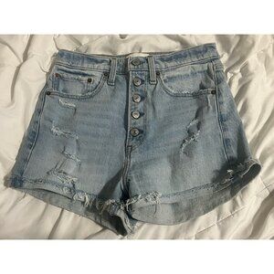 Abercrombie And Fitch High Rise Mom Short Size 26/2 Button Closure Distressed